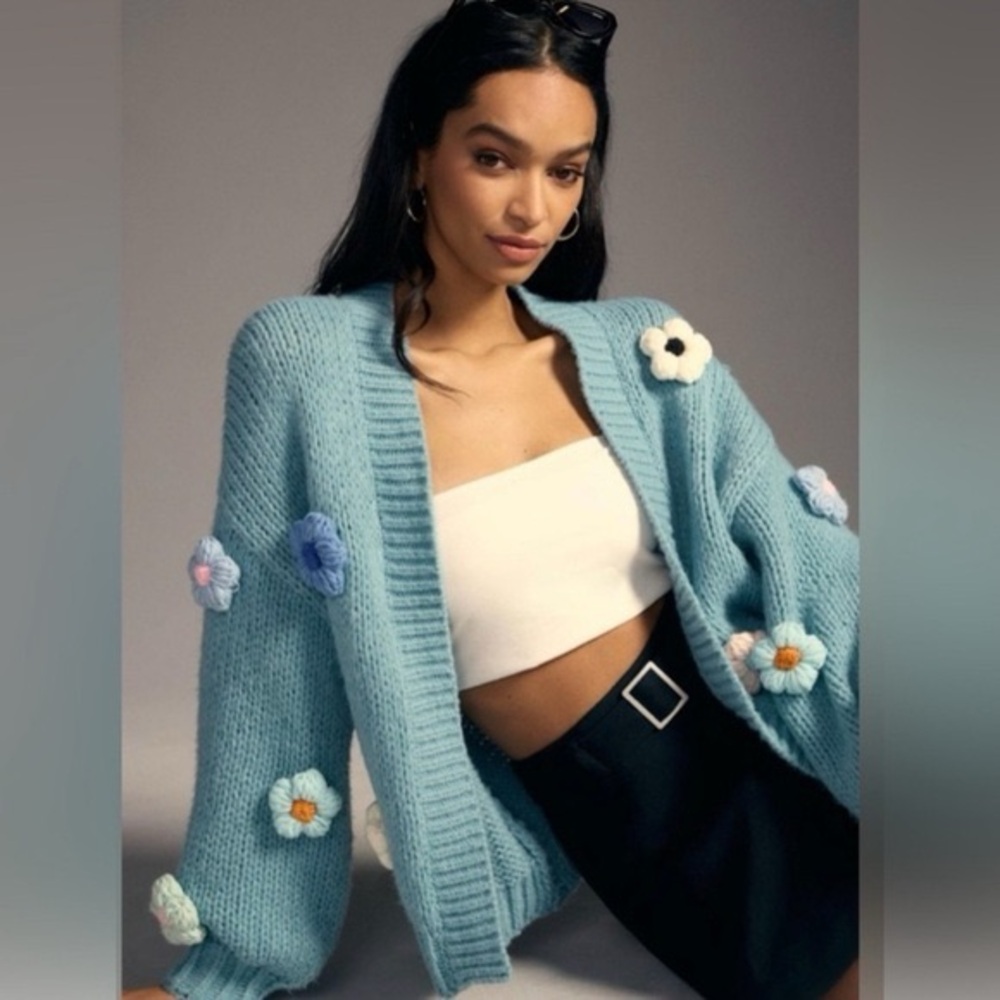 Duchamp Blue Floral Cardigan
